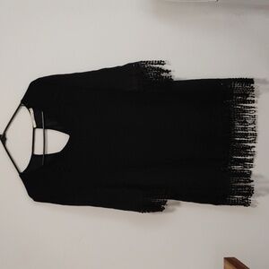 Ellison | Black Fringe Mini Dress | Women's S